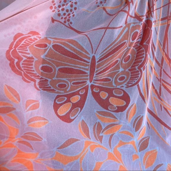 VTG MISS ELAINE 60s Sheer Mod Botanical Print ROBE/DUSTER - Picture 14 of 16